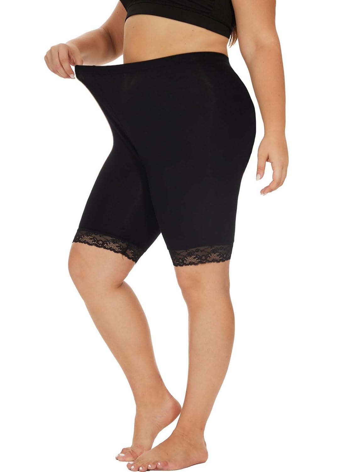 WIPLORE Plus Size Modal Lace Shorts for Women