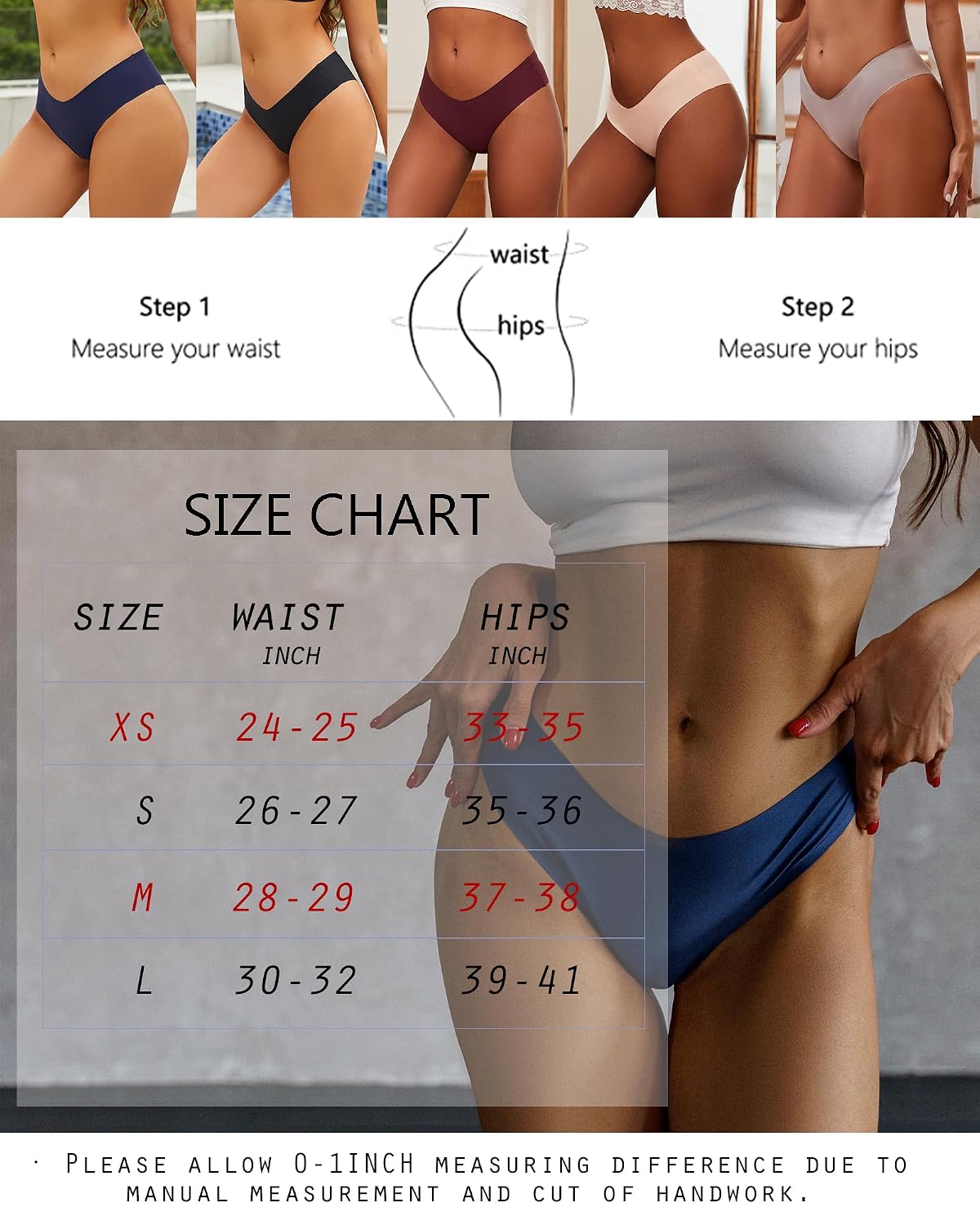 FINETOO Women's Seamless V-Cut Cheeky Bikini Panties 5-Pack — image 5