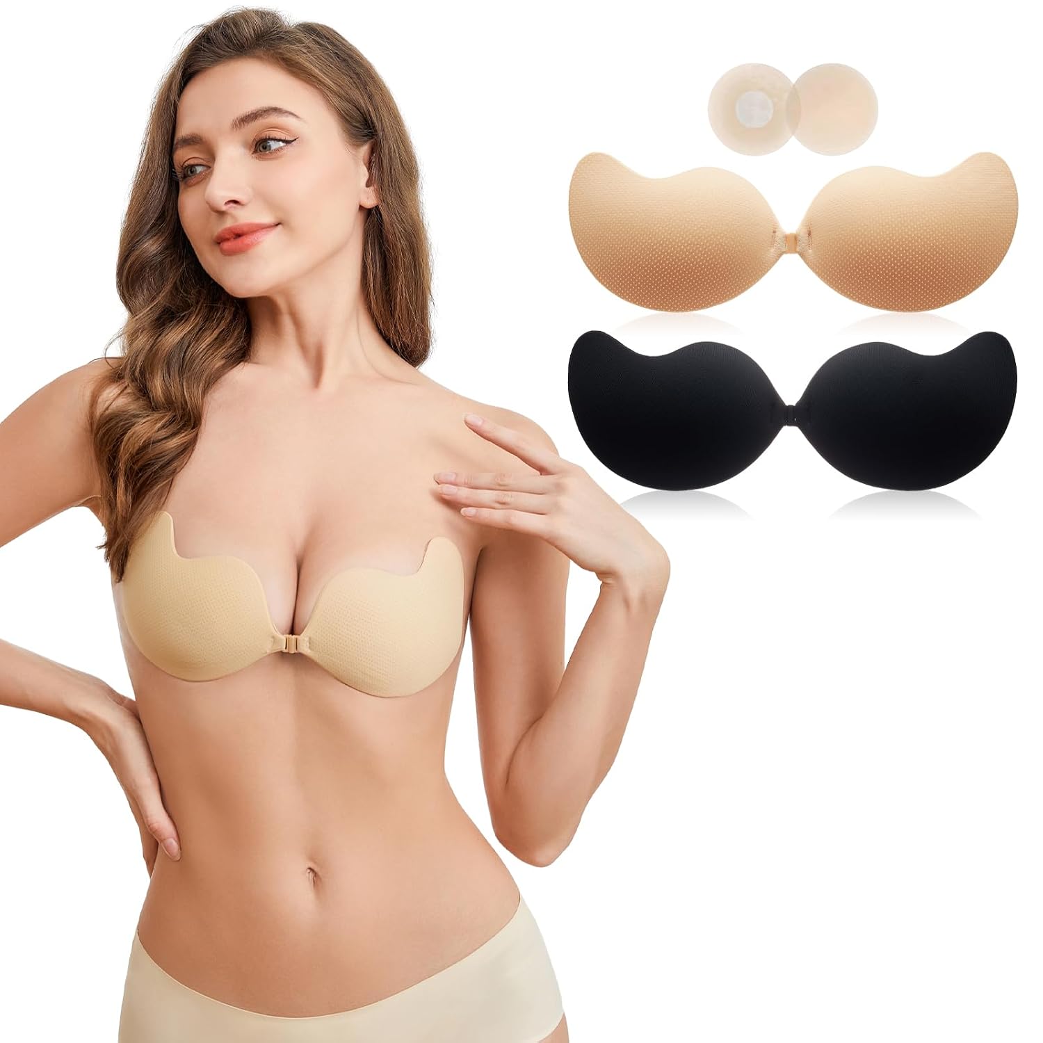 BOSOMBLISS Sticky Push Up Bra with Nipple Cover