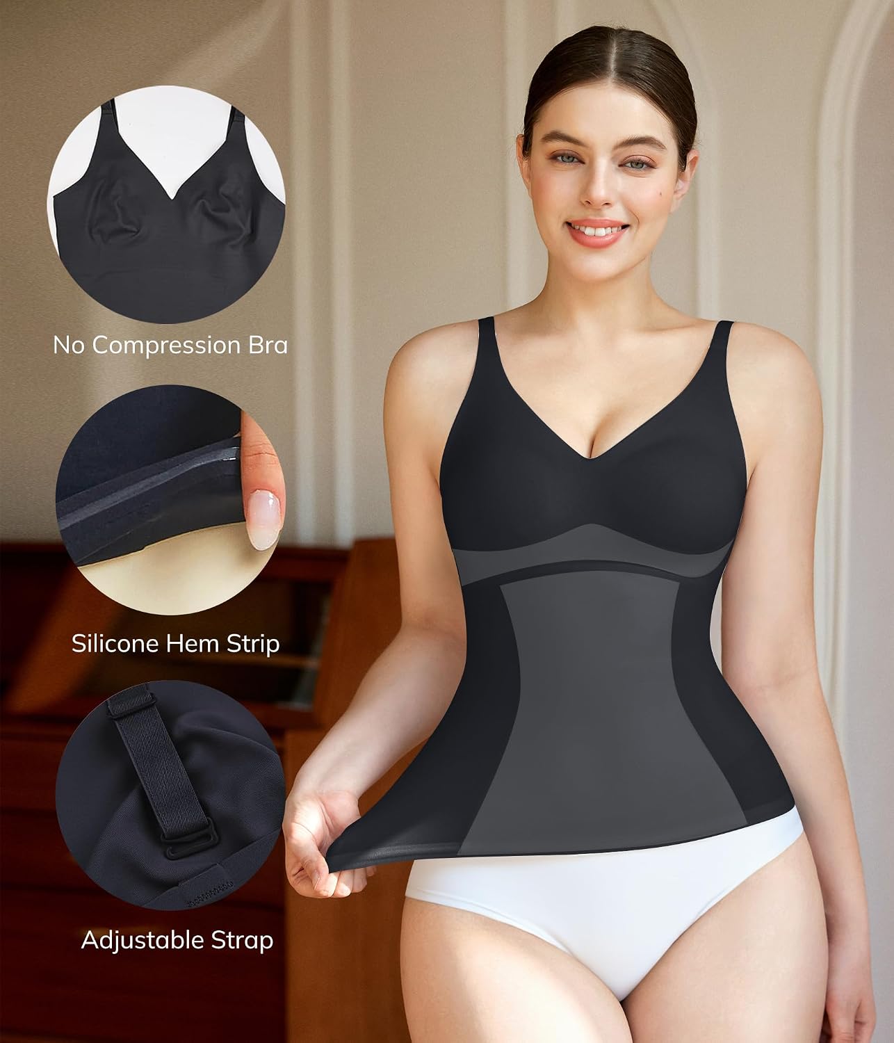 LODAY Women's Tummy Control V-Neck Camisole — image 2