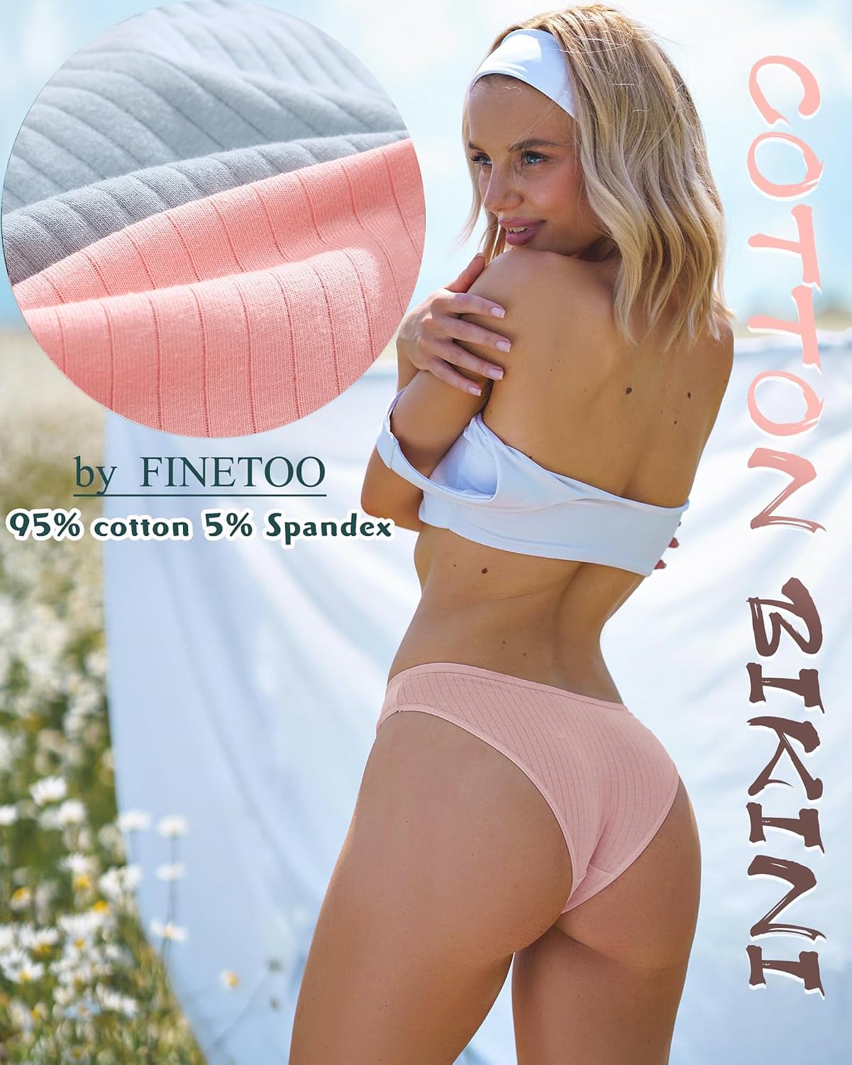 FINETOO Cotton Cheeky Bikini for Women — image 3