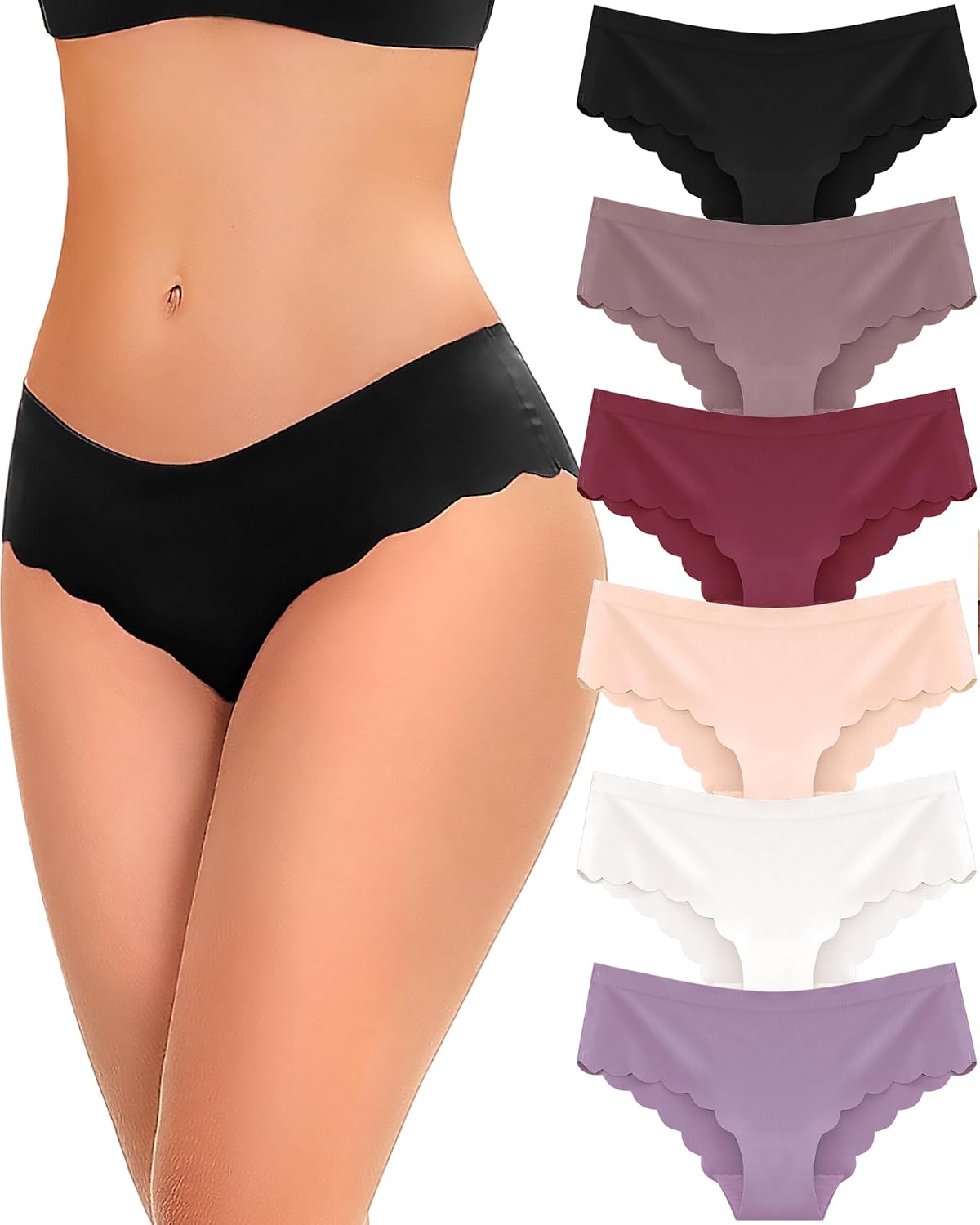 FINETOO No Show Seamless Cheeky Panties 6-Pack
