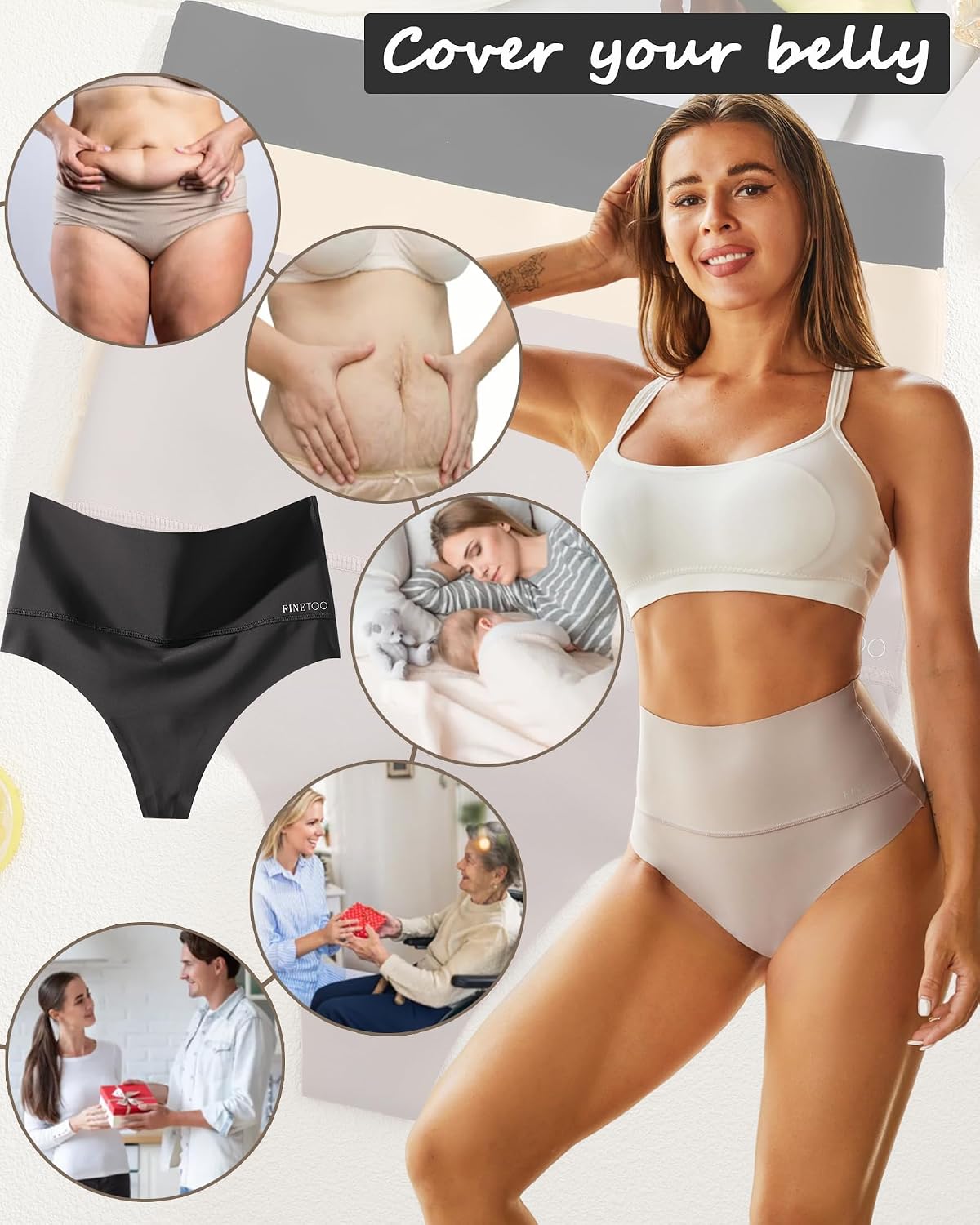 FINETOO High Waisted Seamless Thong 4-Pack — image 5