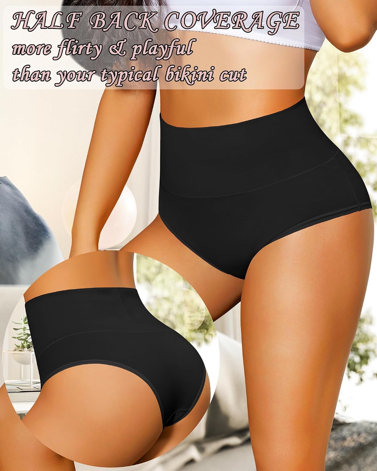 ASIMOON High Waisted Tummy Control Bikini Panties — image 3