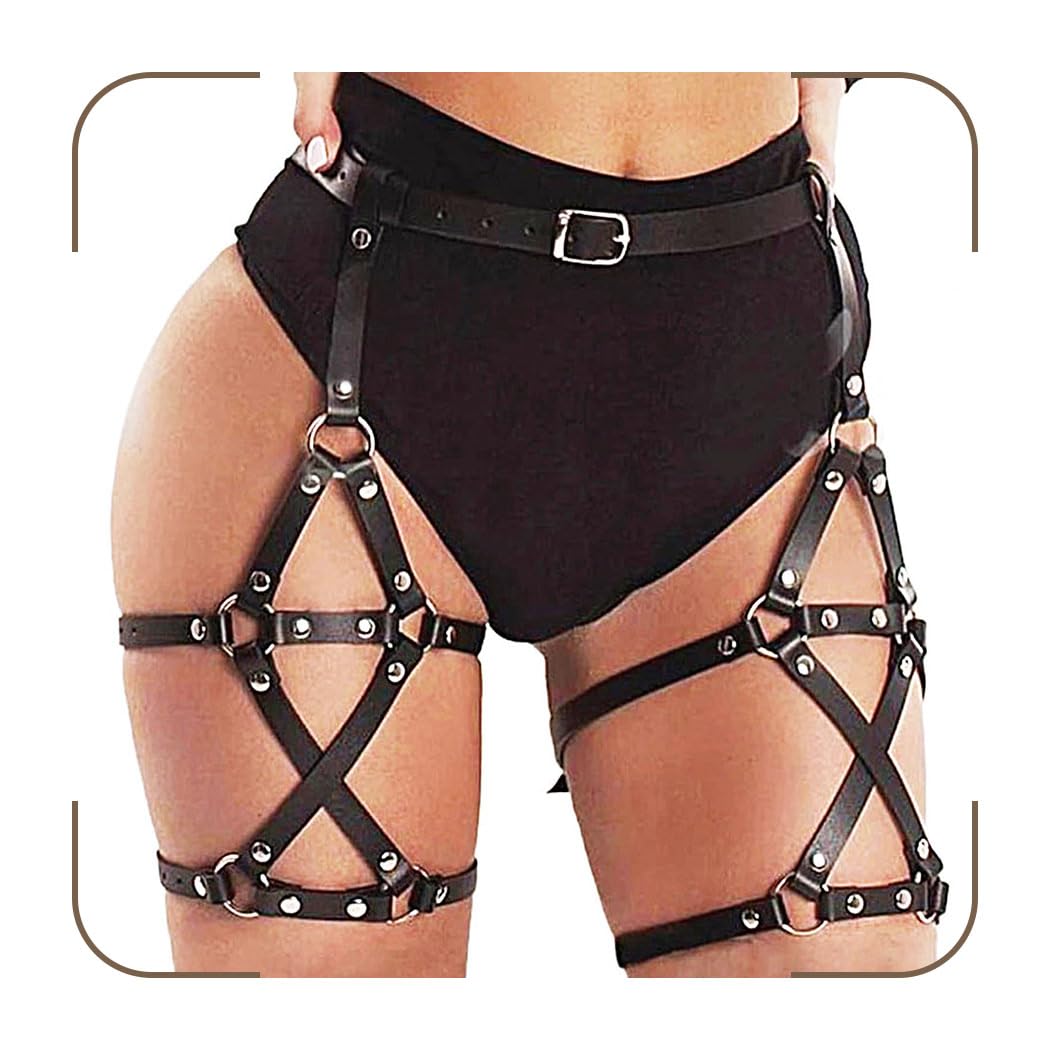 GEMILY Leather Thigh Garter Harness