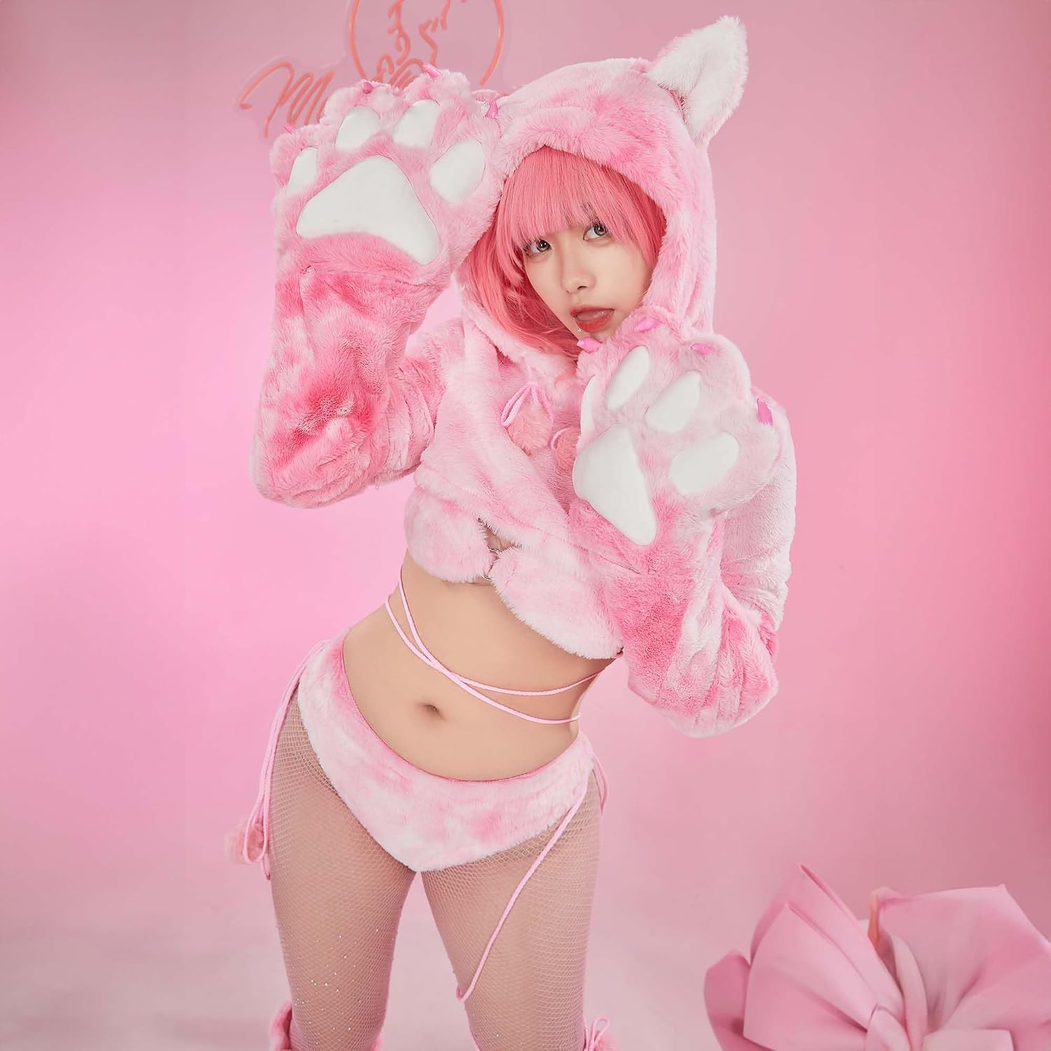 Mobbunny Pink Furry Cat Pajama Set — image 4