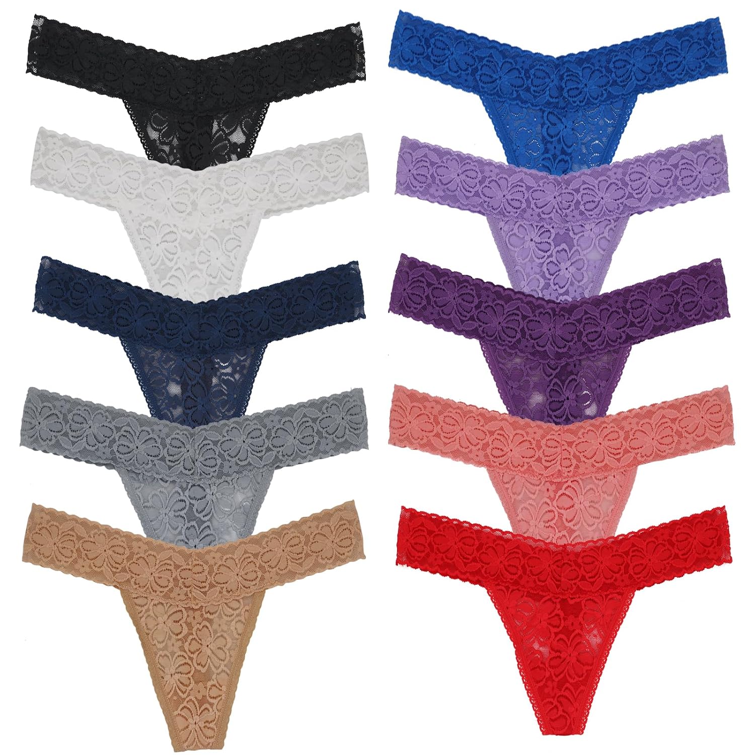 Yuamose Plus Size Lace T-Back Thongs 10-Pack — image 6