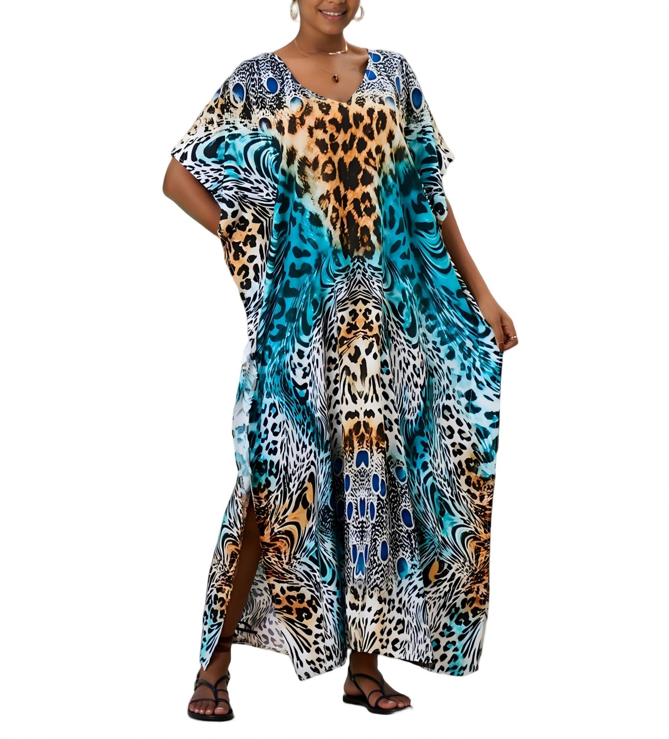 IMAGEKOPE Plus Size Kaftan Maxi Beach Dress — image 9