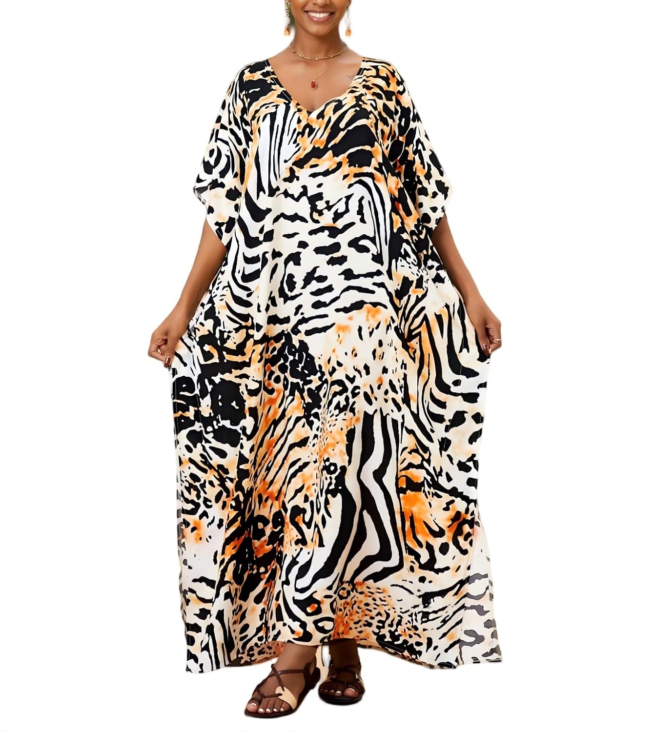 IMAGEKOPE Plus Size Kaftan Maxi Beach Dress — image 12