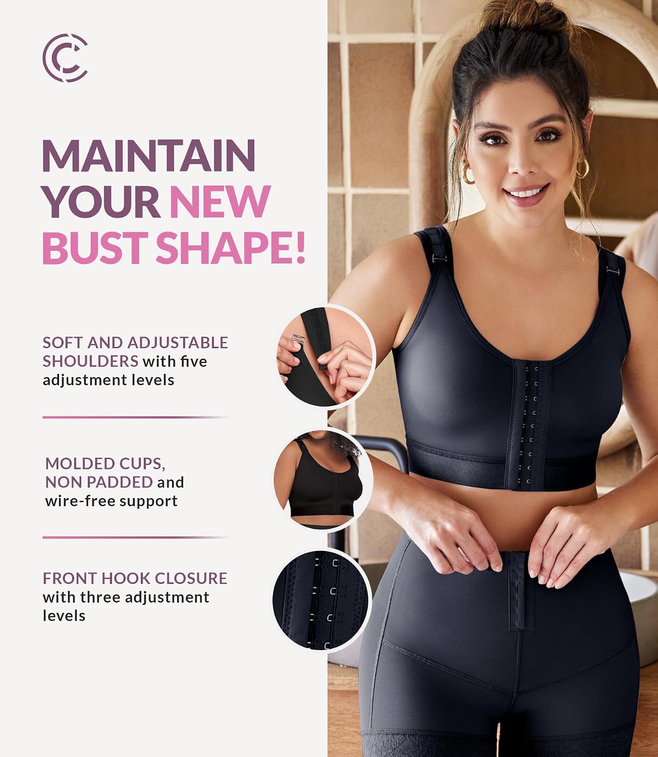 CURVEEZ Front Closure Wireless Compression Bra — image 3