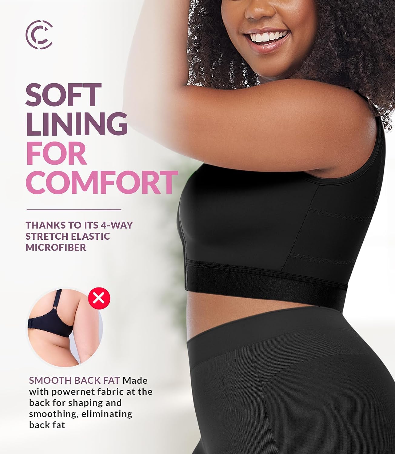 CURVEEZ Front Closure Wireless Compression Bra — image 4