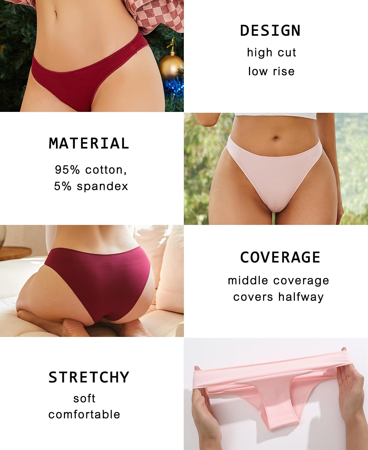 Knowyou Women's Cheeky Hipster Panties 6-Pack — image 6