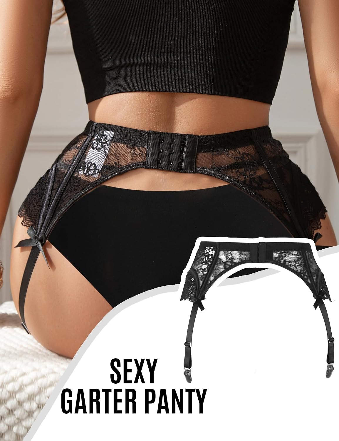 Comeondear Plus Size Lace Garter Belt 4 Straps — image 4