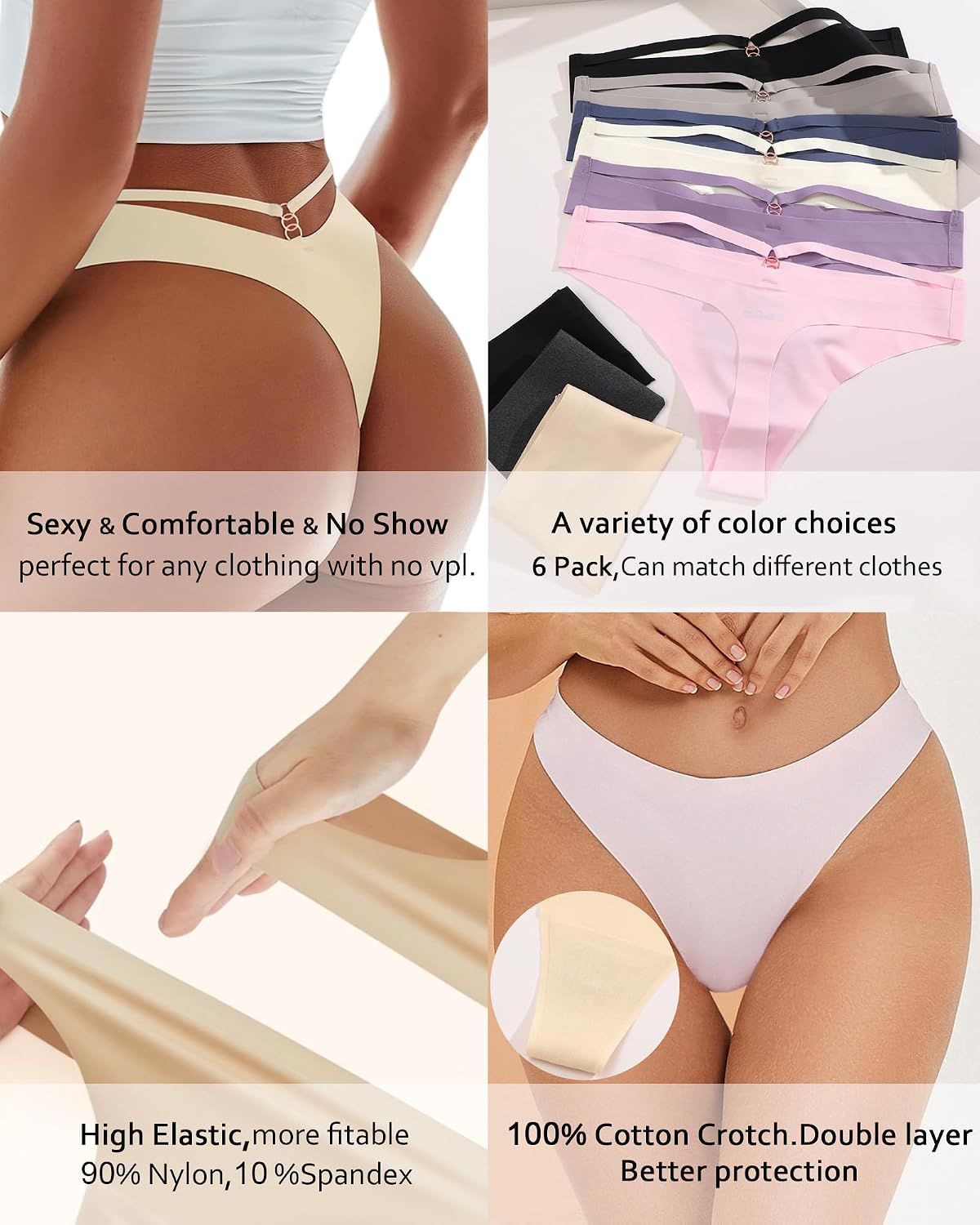 READY TO LOVE Seamless Thongs 6 Pack — image 7