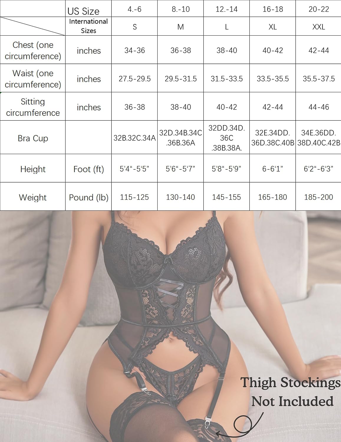Avidlove Floral Lace Babydoll Bodysuit Set — image 6