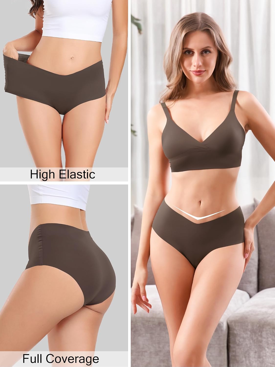 GNEPH Women's Seamless No-Show Bikini 6-Pack — image 3