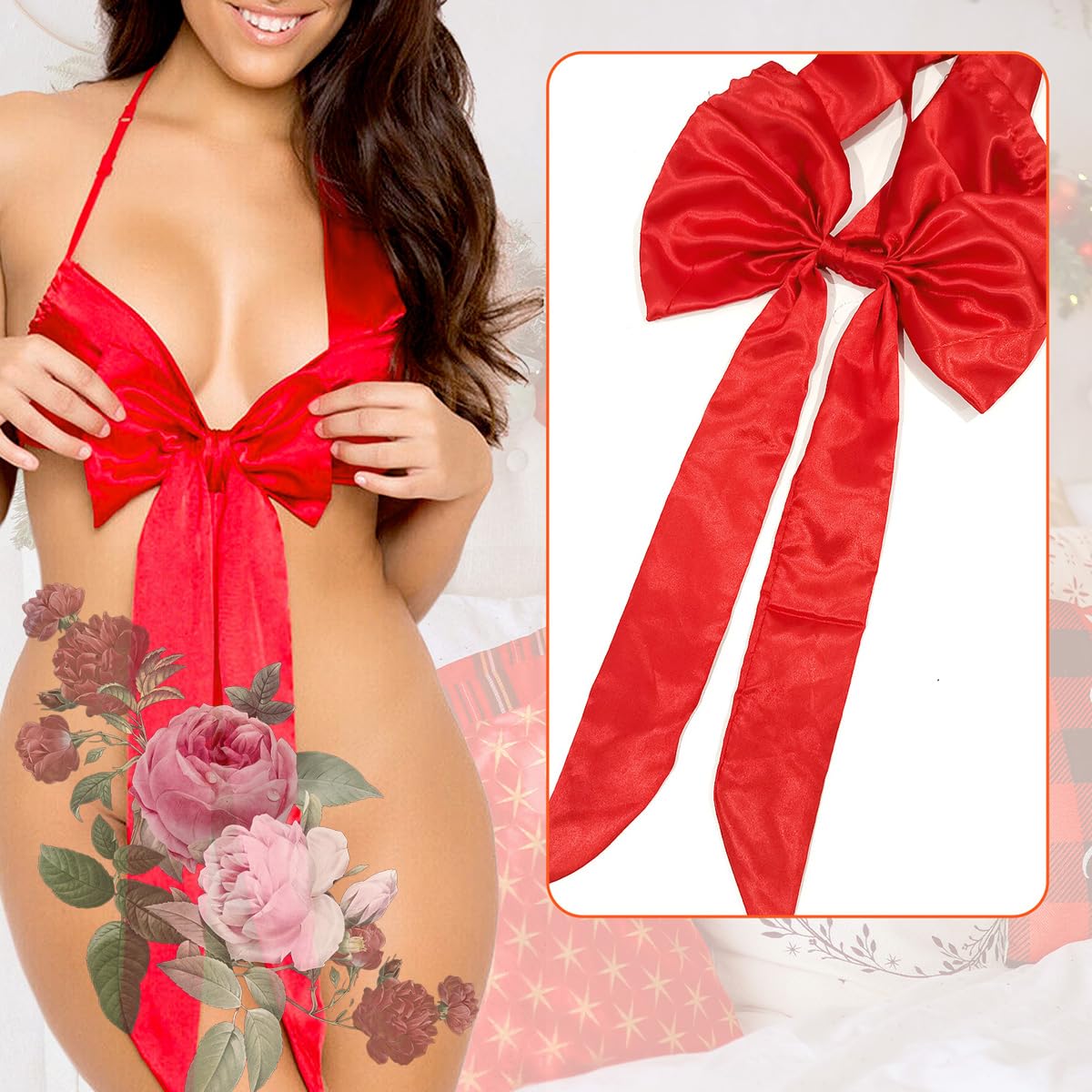 NewBull Satin Babydoll Teddy Bodysuit with Bow — image 3