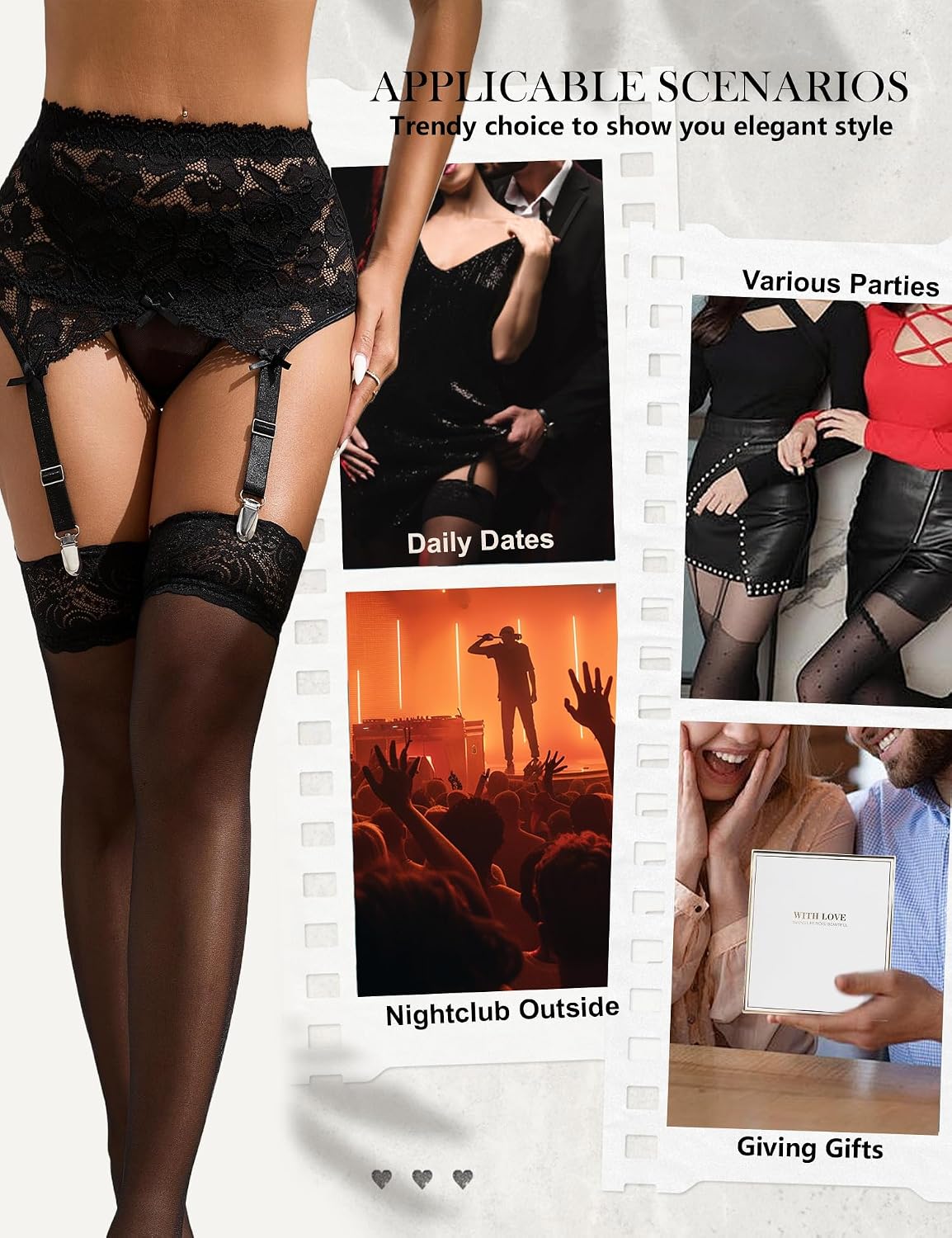 Ohmydear Plus Size Lace Garter Belt for Thigh Highs — image 4