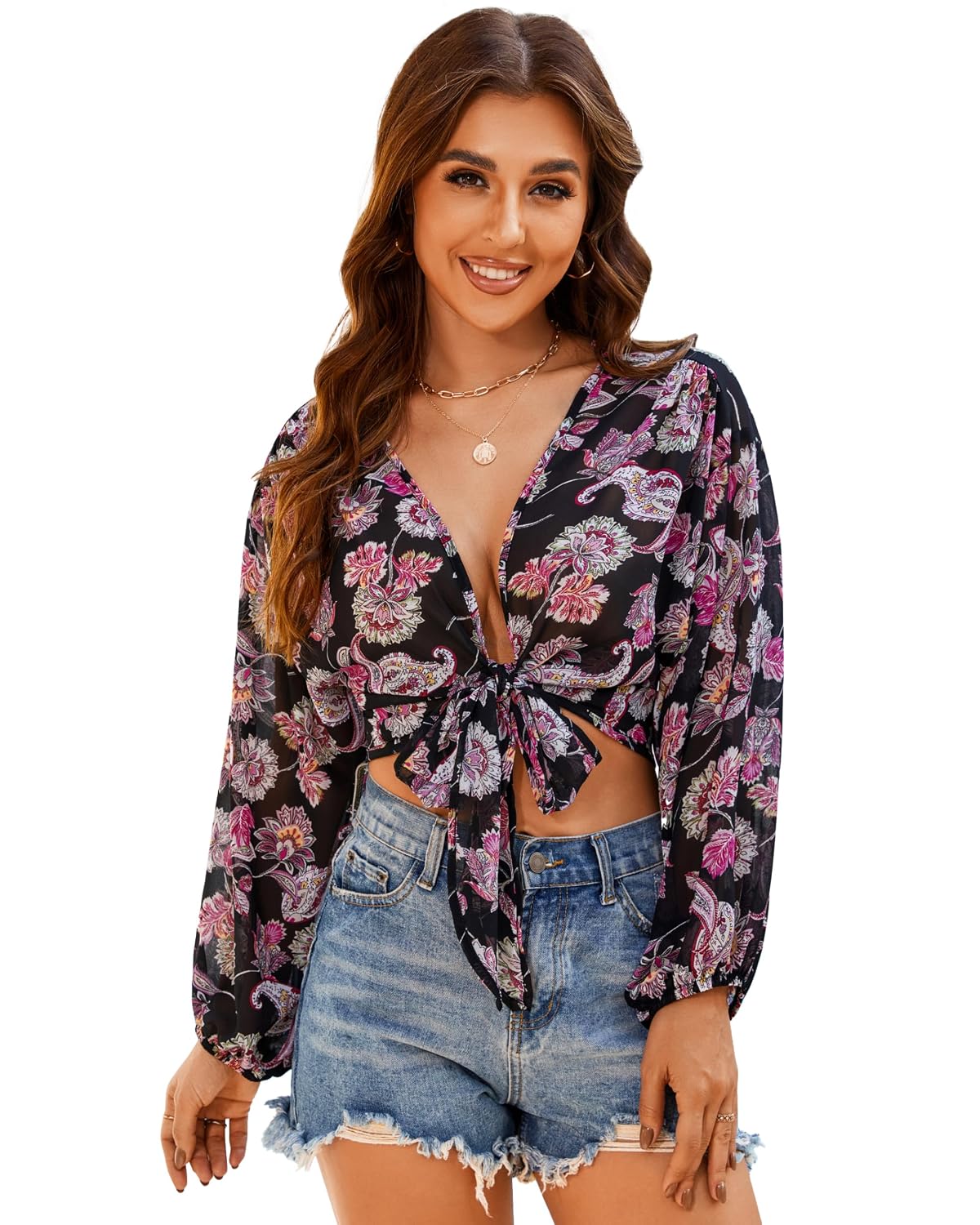 Eicolorte Long Sleeve Beach Cover Up Tunic — image 8