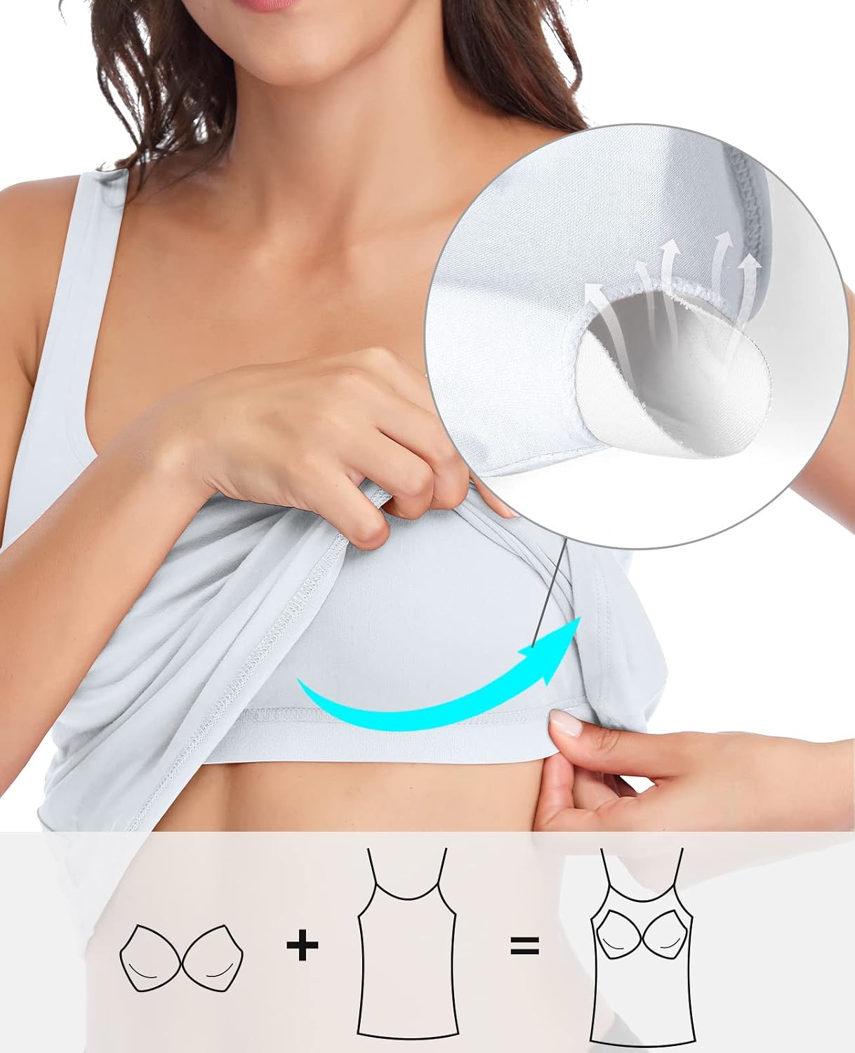 V FOR CITY Cotton Cami with Built-in Bra — image 4