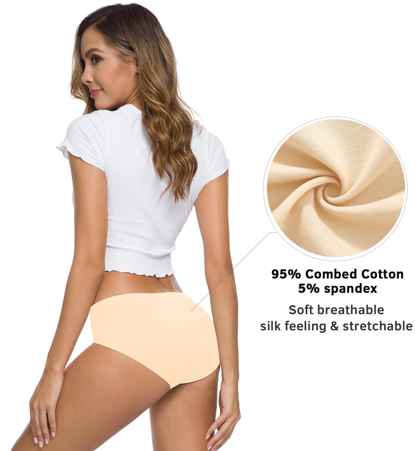 Altheanray Women's Seamless Cotton Hipster Bikini Briefs 6-Pack — image 4