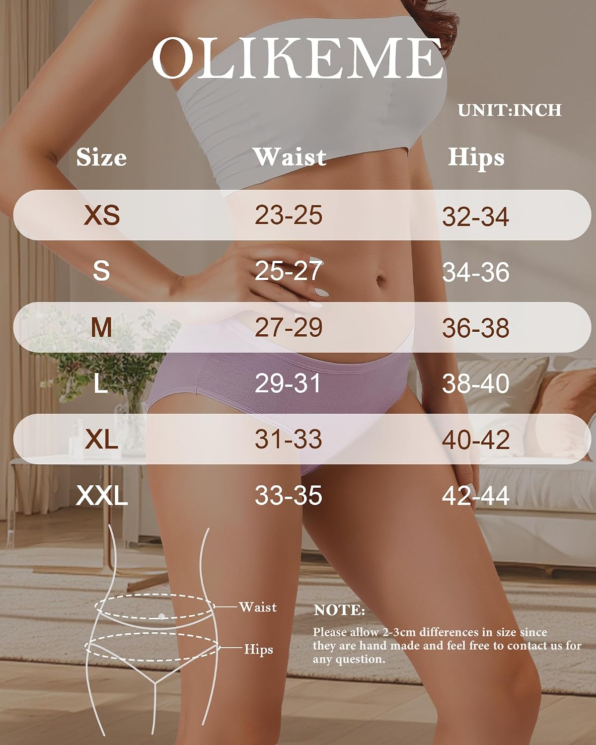 OLIKEME Women's Cotton Hipster Panties 6-Pack — image 7
