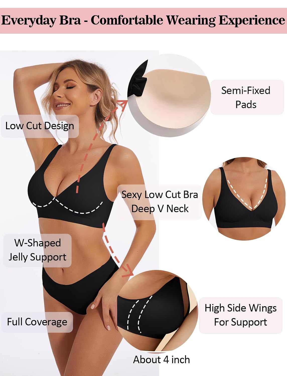 BOUFOR Wireless Push Up Bralette Seamless Jelly Bra — image 2