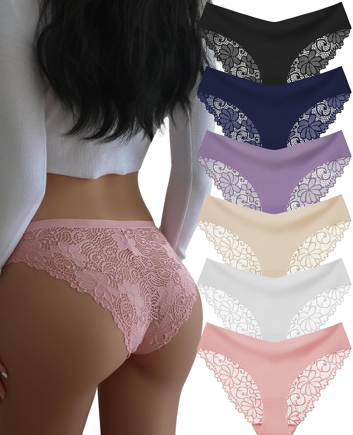 DHFBABY Seamless Lace Cheeky Panties 6-Pack