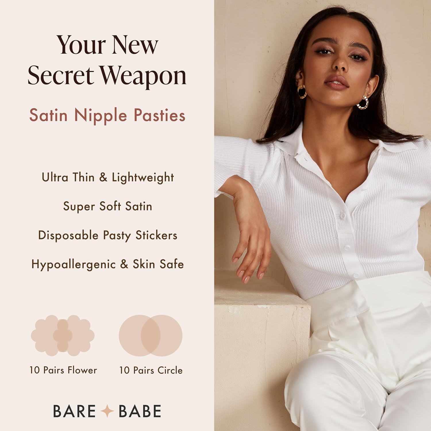 Bare Babe Satin Nipple Pasties for Women — image 2