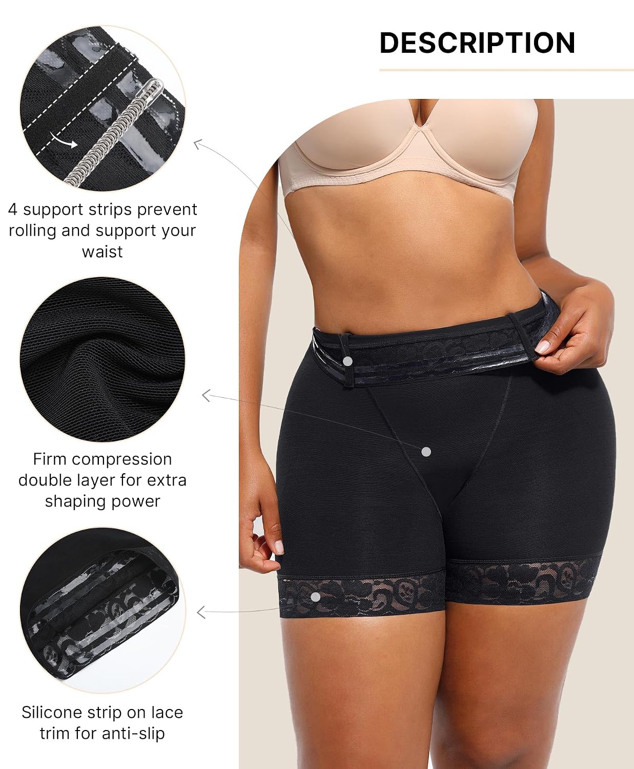 SHAPELLX Butt Lifting Shapewear Shorts with Tummy Control — image 3