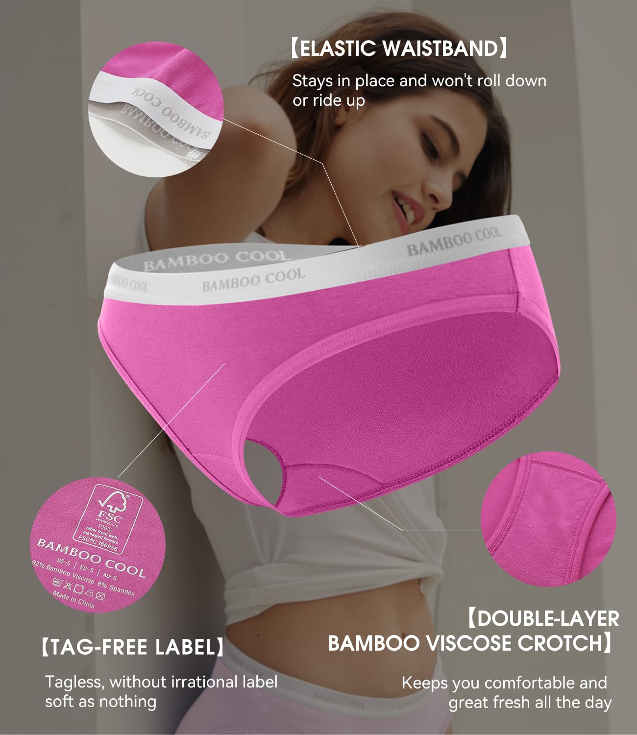 BAMBOO COOL Women's Soft Bikini Panties 5-Pack — image 6