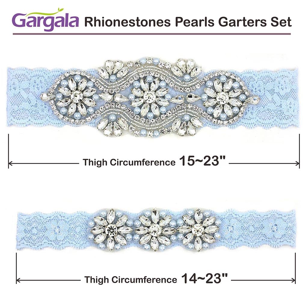 GARGALA Rhinestone Pearl Wedding Garter Set — image 4
