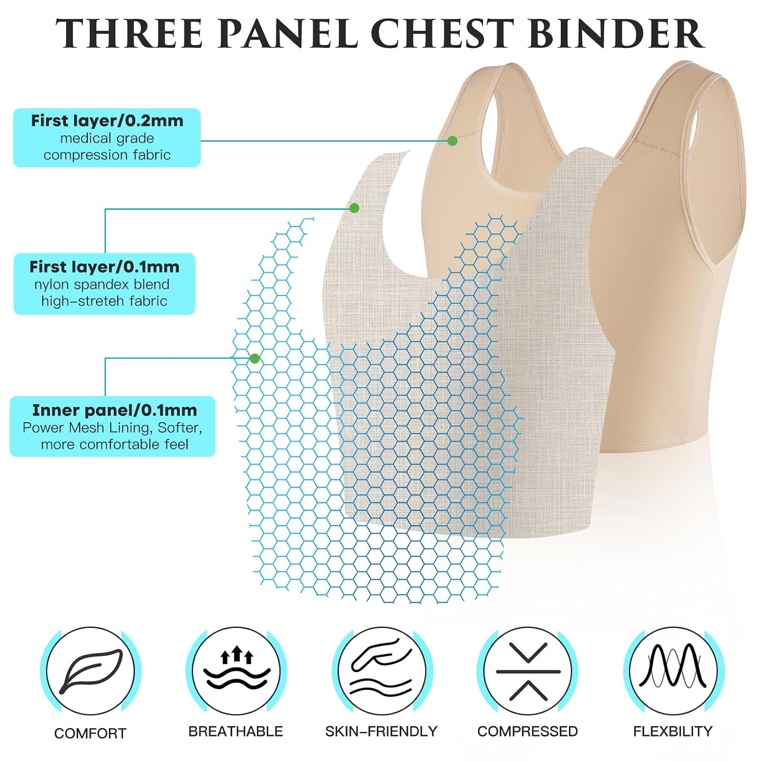 XUJI Half Chest Binder Compression Bra — image 4