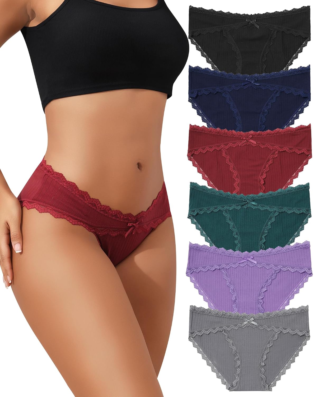 LEVAO Women's Cotton Cheeky Bikini Panties 6-Pack