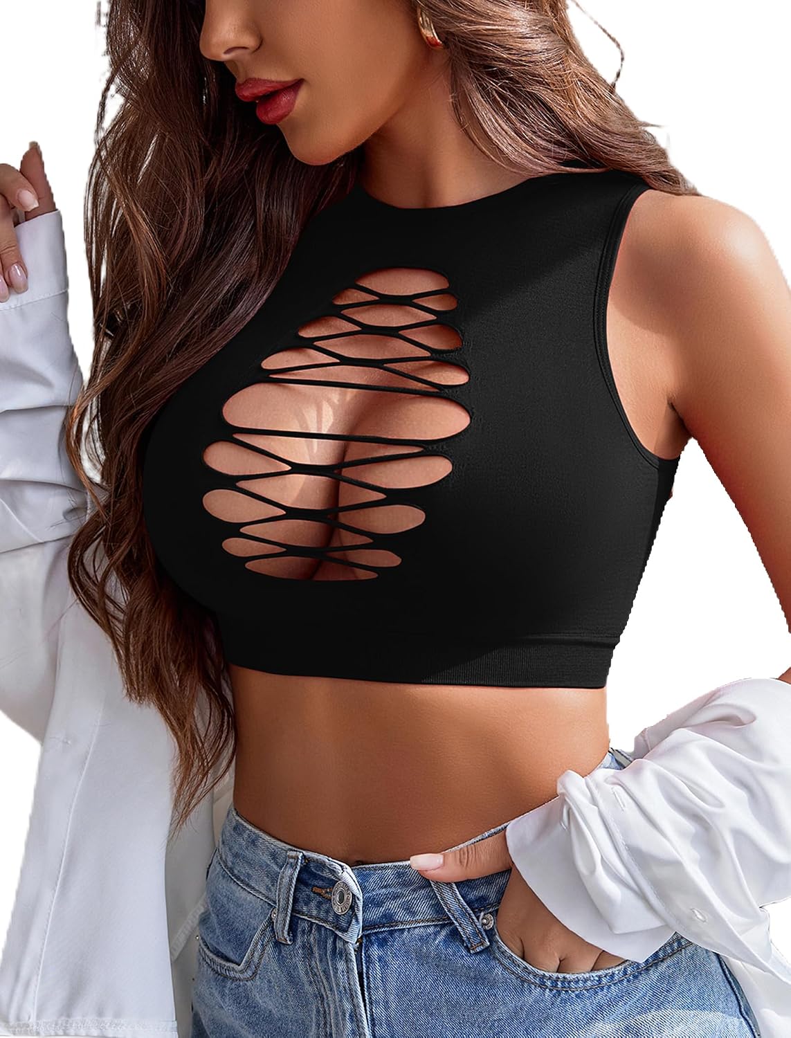 Avidlove Women's Fishnet Crop Top