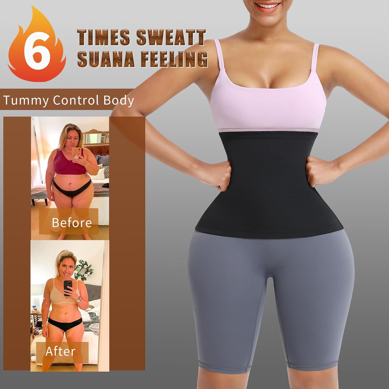 BODYSUNER Waist Trimmer Sweat Belt for Women — image 4