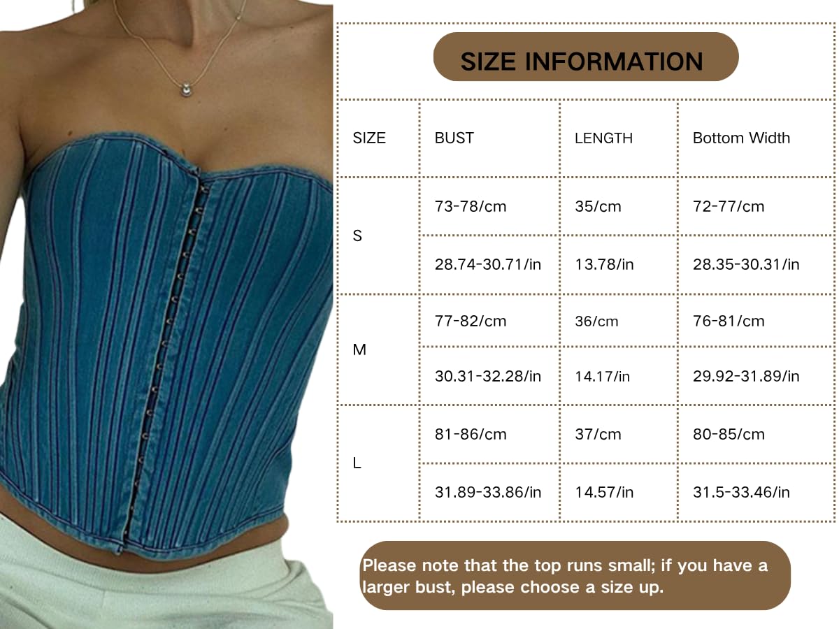ElayuBeimu Women's Denim Front Hook Corset Top — image 3
