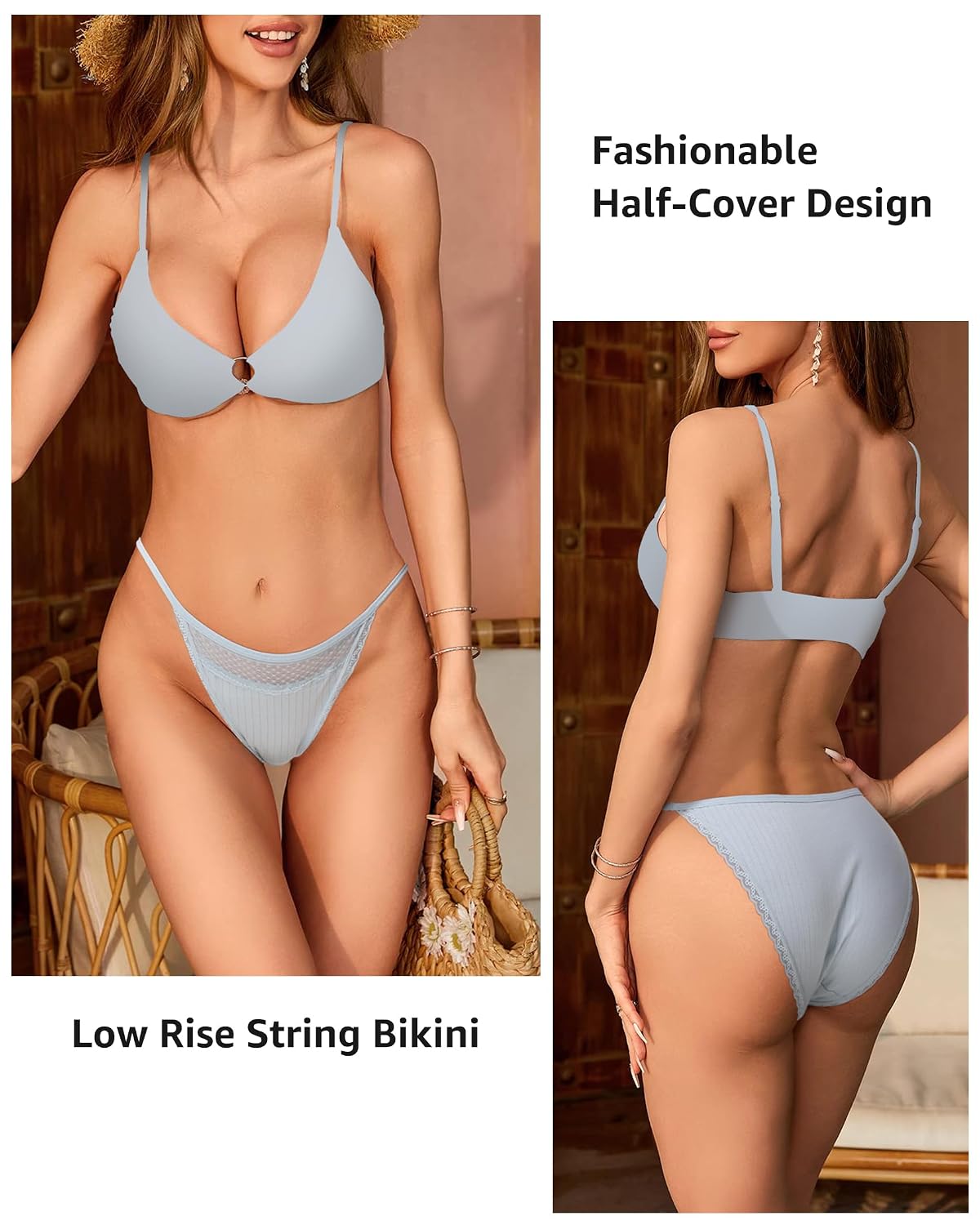 LEVAO Cotton Lace Cut Out String Bikini Panties — image 2