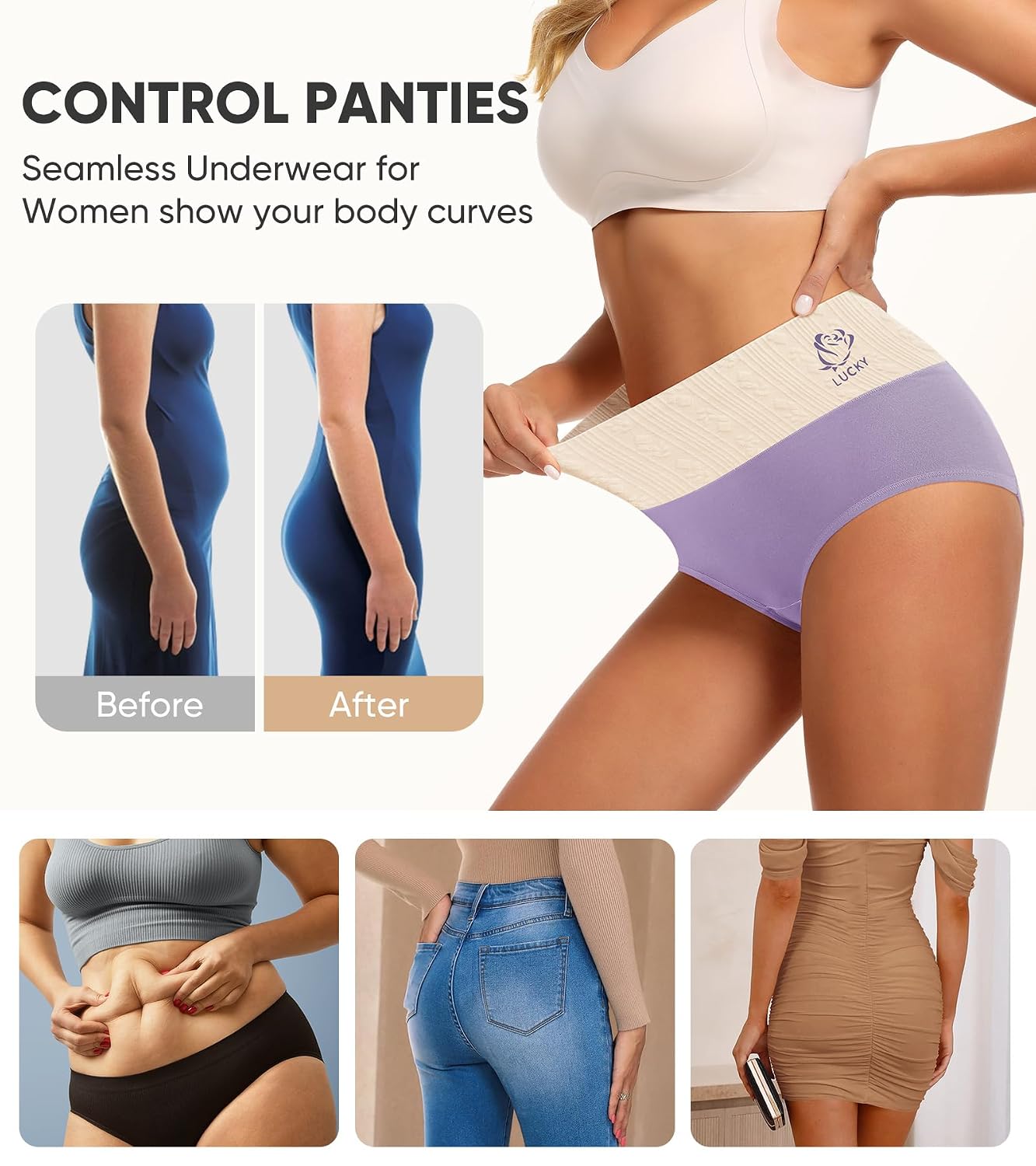 MIOTAN High Waisted Tummy Control Panties 5 Pack — image 6