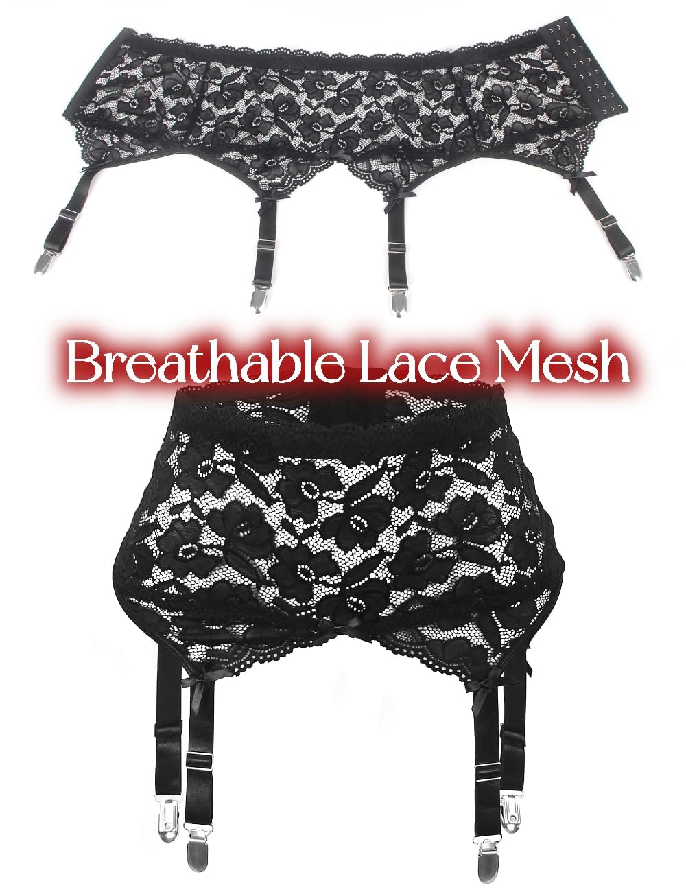 Comeondear Plus Size Lace Garter Belt Set — image 4