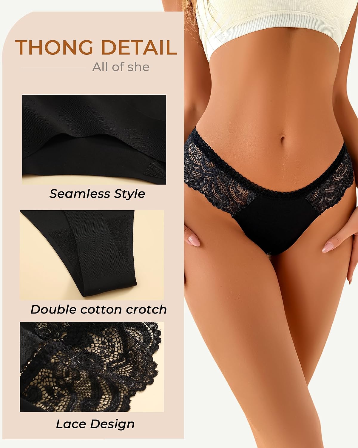 ALL OF SHE Seamless Thong 6-Pack — image 4