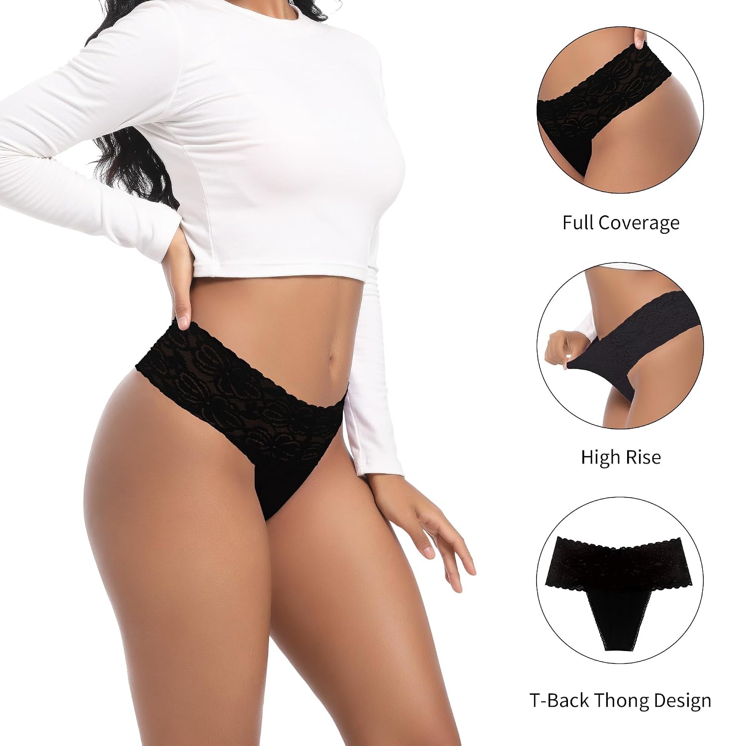 GAREDOB High Waisted Lace Thong Panties — image 3