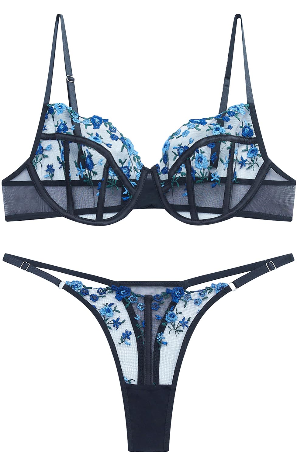 VORIXIA Sheer Floral Embroidery Babydoll Set — image 7