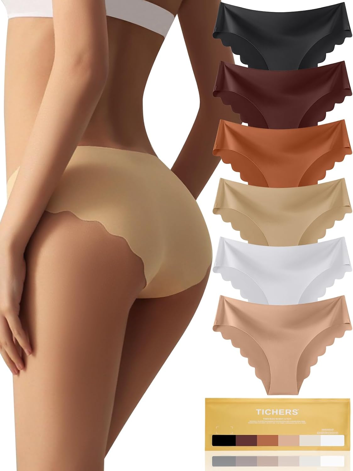 tichers Seamless No Show Panties 6 Pack