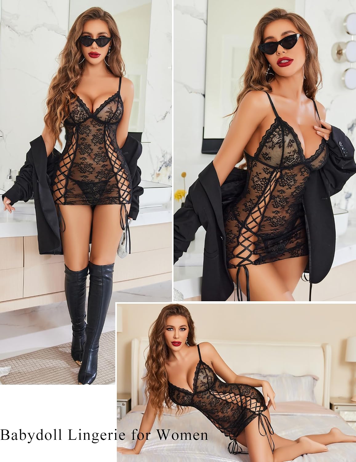 Avidlove Lace Up V Neck Floral Babydoll — image 7