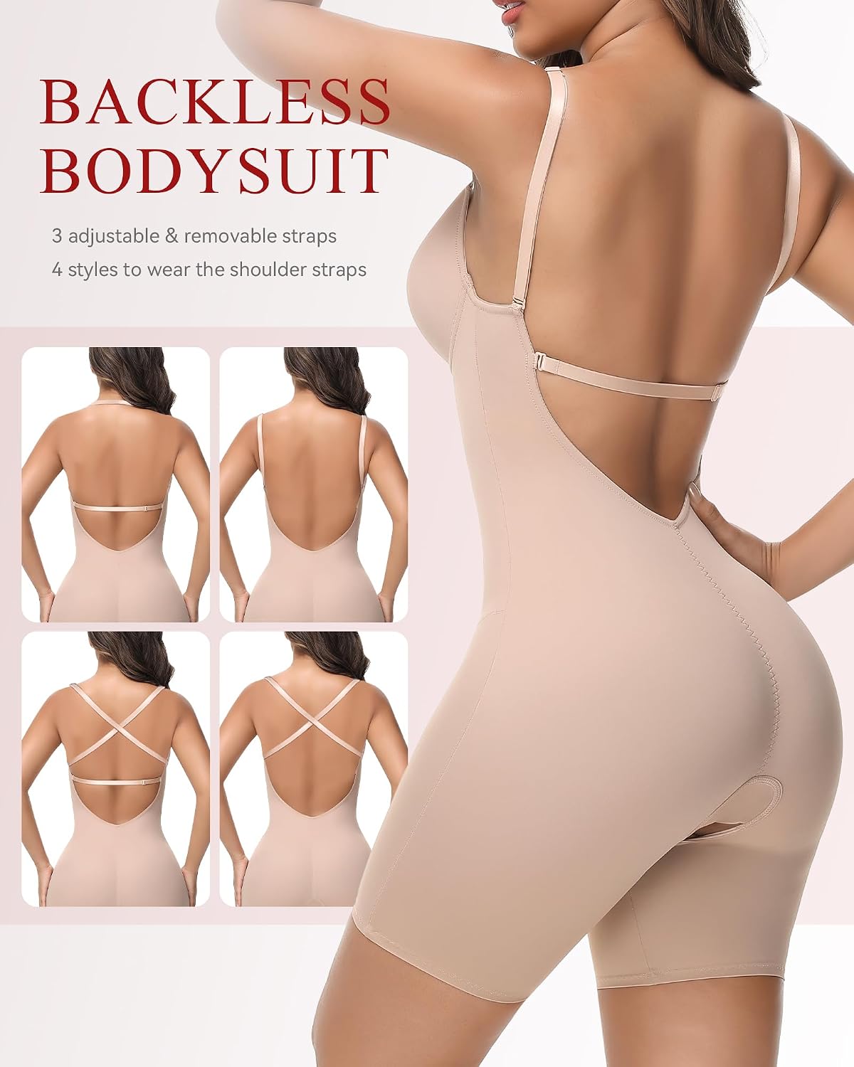 SHAPSHE Backless U-Plunge Shapewear Bodysuit — image 3