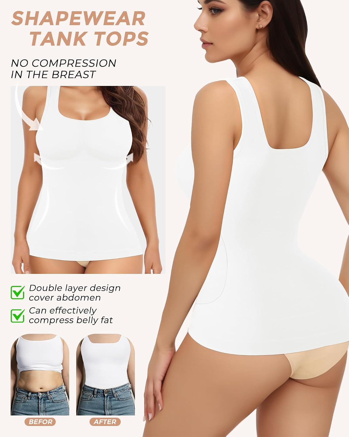 AURUZA Women's Seamless Tummy Control Camisole — image 4