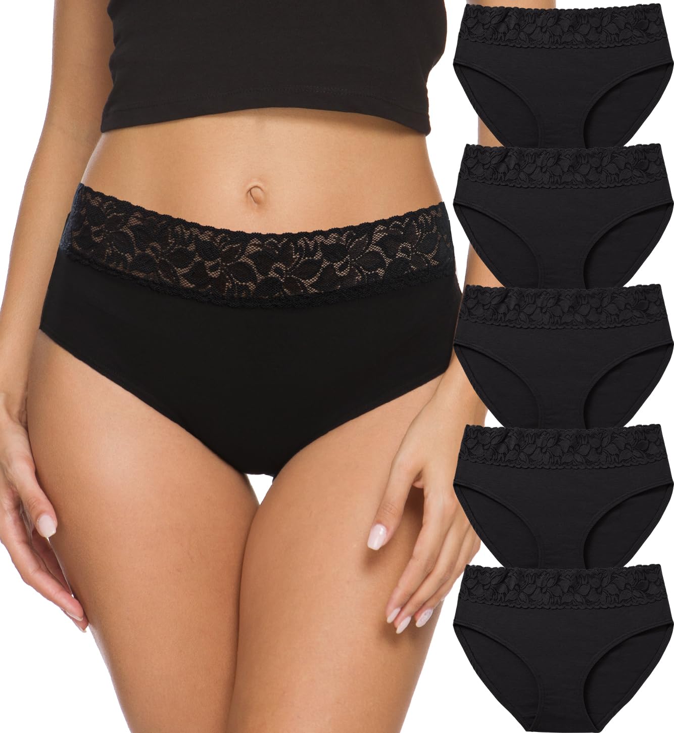 Altheanray Women's Cotton Lace Bikini Panties 5 Pack