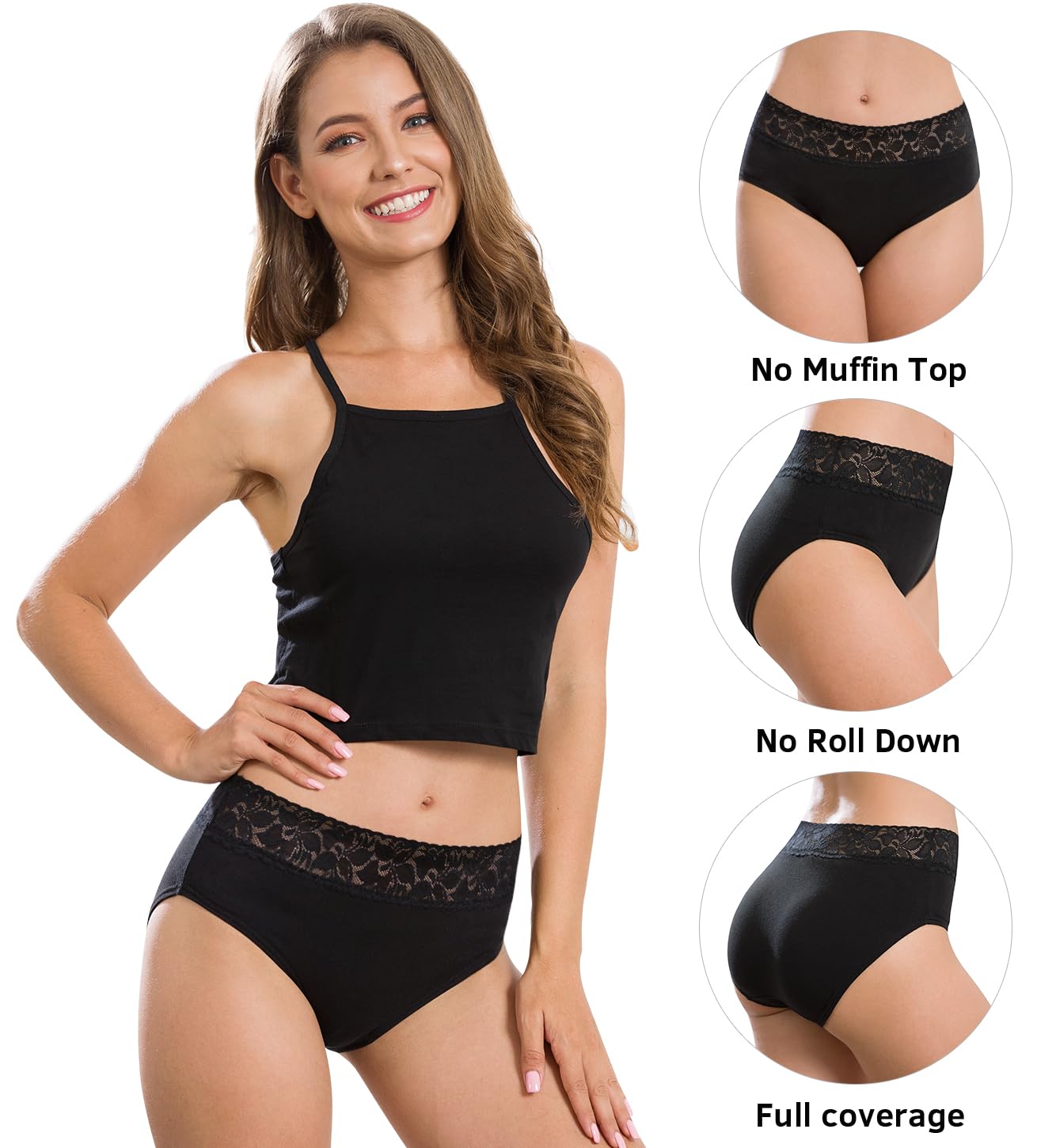 Altheanray Women's Cotton Lace Bikini Panties 5 Pack — image 2