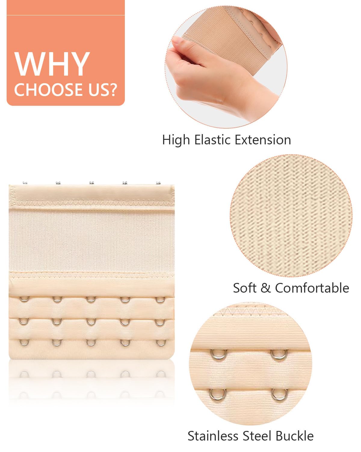 JELIEE Soft Stretchy Bra Extender 5 Hooks — image 3